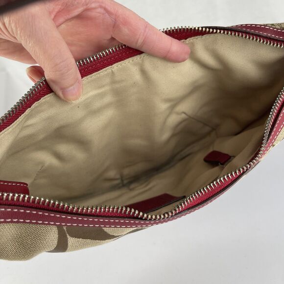 Y2K Coach Patchwork Purse Monogram Hobo Shoulder Bag Red Crocodile Print Handle - Picture 13 of 16